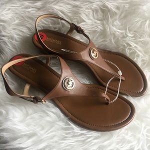 new MICHAEL KORS Thong Leather Sandals Size 10
